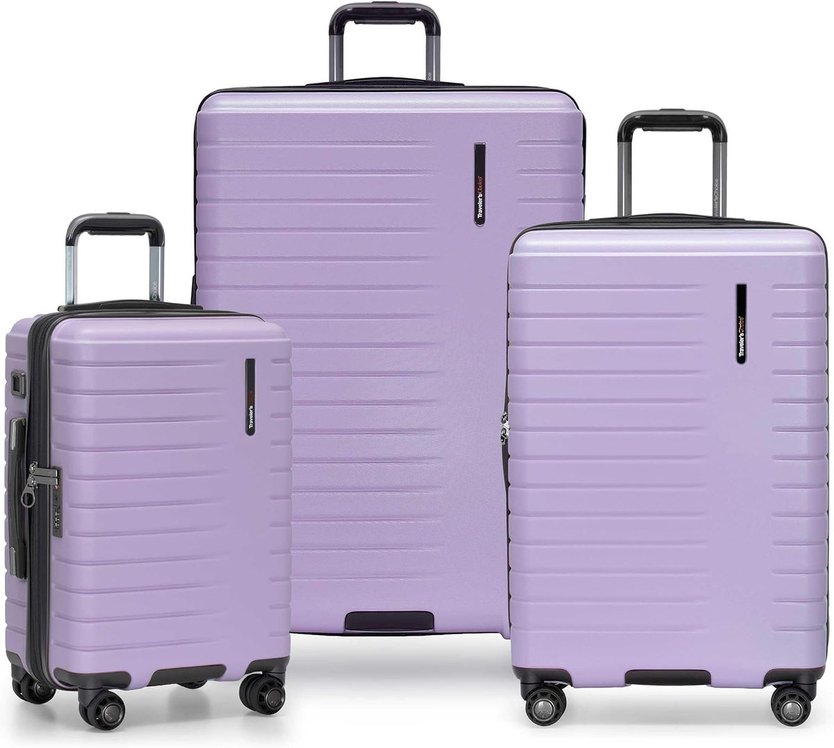 Archer Polycarbonate Hardside Spinner Luggage Set, Tie Down Straps, Purple, Carry-On 21-Inch