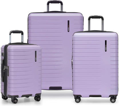 Archer Polycarbonate Hardside Spinner Luggage Set, Tie Down Straps, Purple, Carry-On 21-Inch