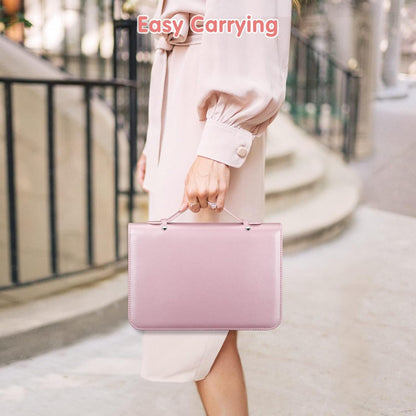 Jewelry Travel Organizer Case, PU Leather Portable Jewelry Storage Book with Transparent Pockets Zipper Bag for Necklaces, Earrings, Bracelets(48 Grids+48 Thicken PVC Bags), Lilac Purple