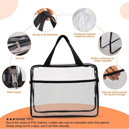 Large Small Clear Travel Toiletry Bags with Handles & Pocket for Men Women, 3PCS TSA Approved Transparent Makeup Bag,Waterproof PVC Quart Organizer with Zipper for Toiletries Airline Essentials