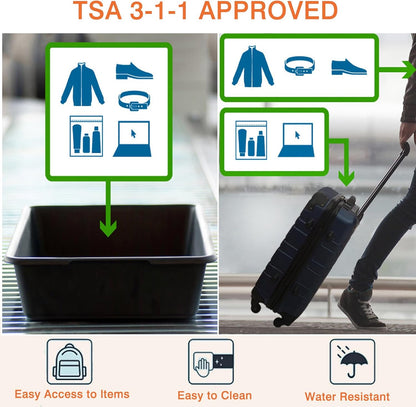 Large Small Clear Travel Toiletry Bags with Handles & Pocket for Men Women, 3PCS TSA Approved Transparent Makeup Bag,Waterproof PVC Quart Organizer with Zipper for Toiletries Airline Essentials