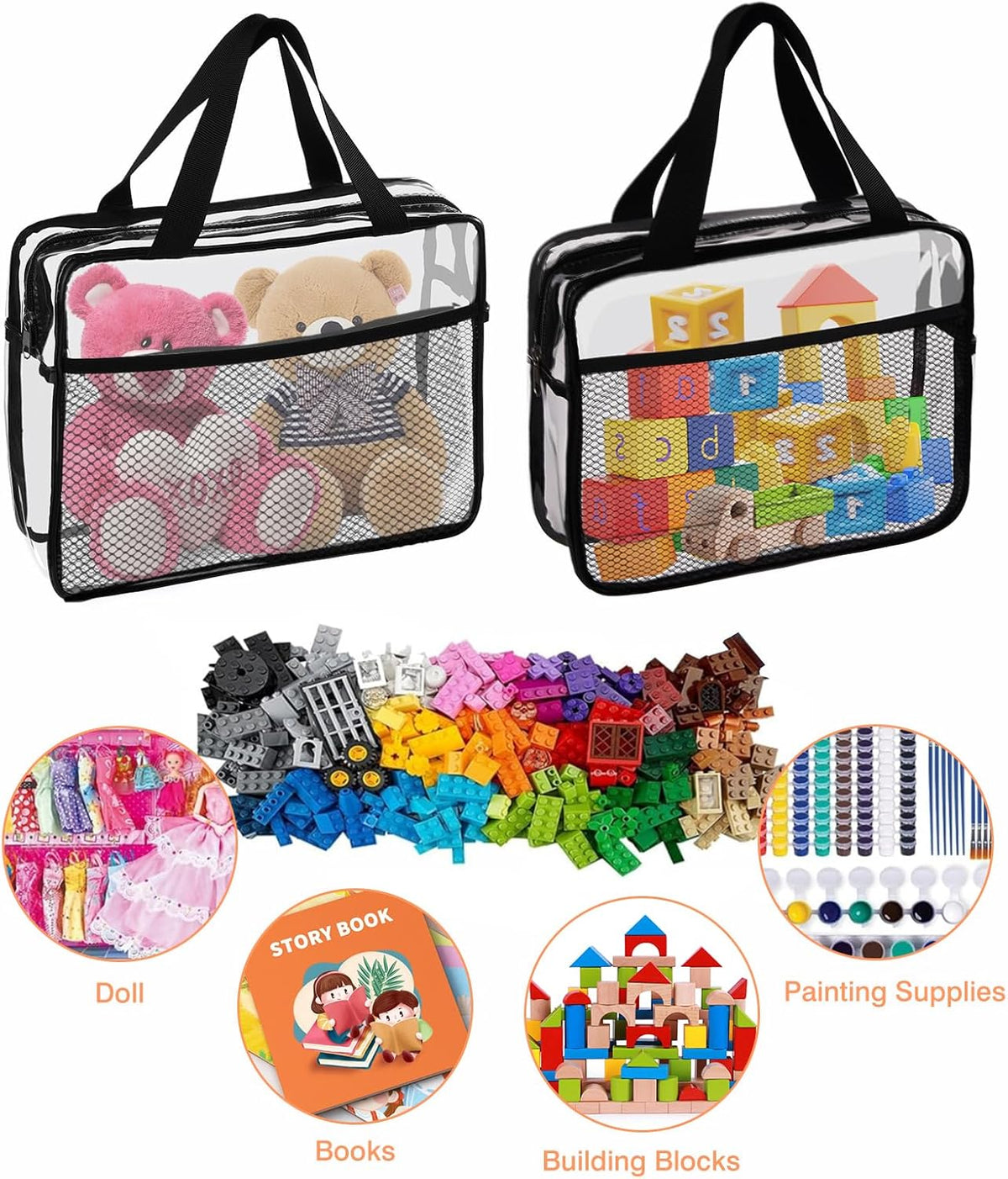 Large Small Clear Travel Toiletry Bags with Handles & Pocket for Men Women, 3PCS TSA Approved Transparent Makeup Bag,Waterproof PVC Quart Organizer with Zipper for Toiletries Airline Essentials