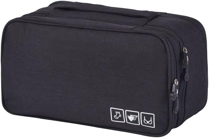 Large Capacity Travel Underwear Closure Bra Travel Case for Women Traveling (Black)