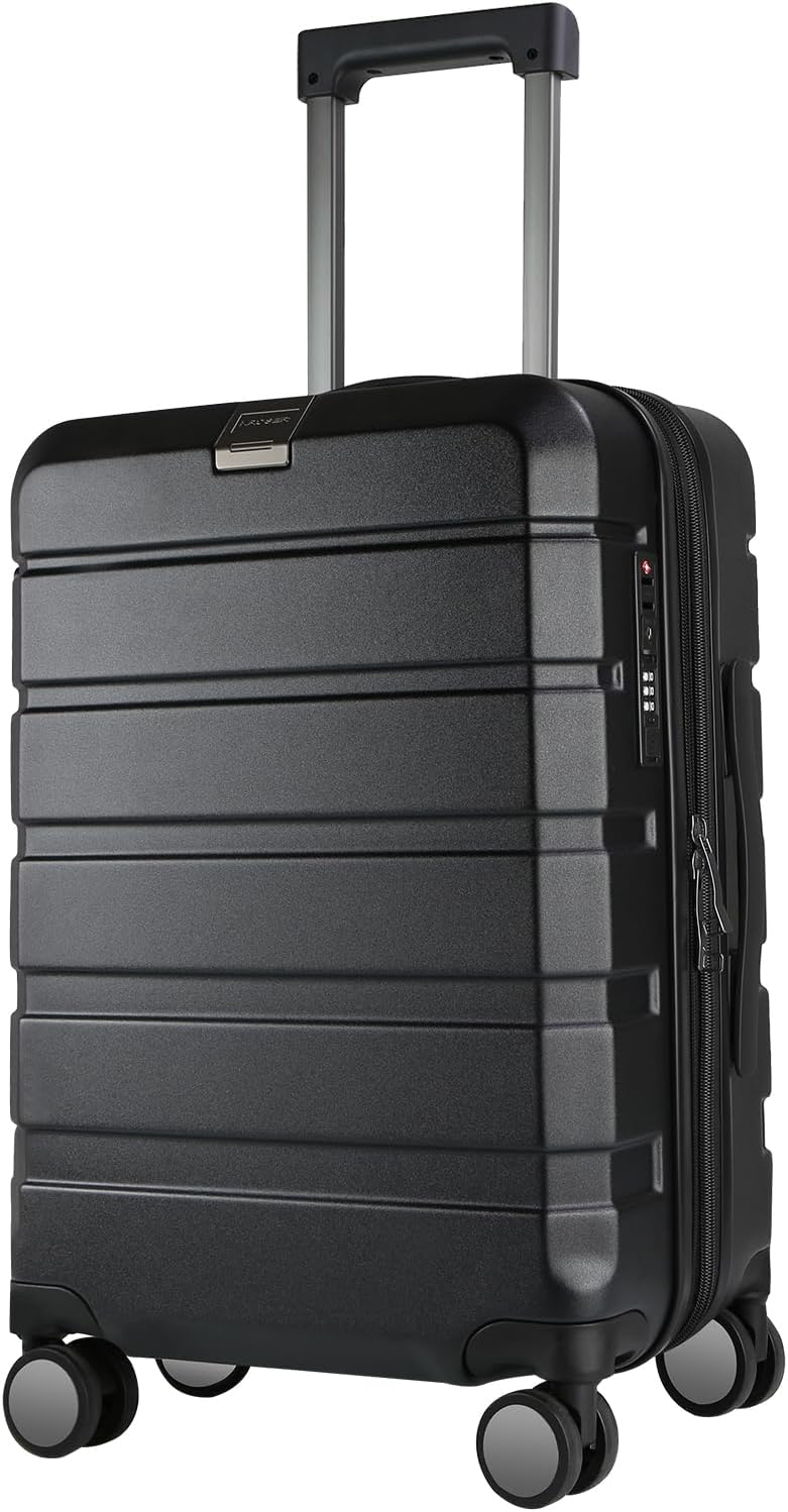 Hardside Expandable Carry On Luggage with Spinner Wheels & Built-in TSA Lock, Durable Suitcase Rolling Luggage with USB Port, Carry-On 20-Inch, White