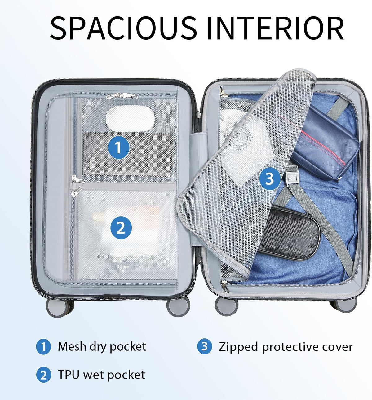 Hardside Expandable Carry On Luggage with Spinner Wheels & Built-in TSA Lock, Durable Suitcase Rolling Luggage with USB Port, Carry-On 20-Inch, White