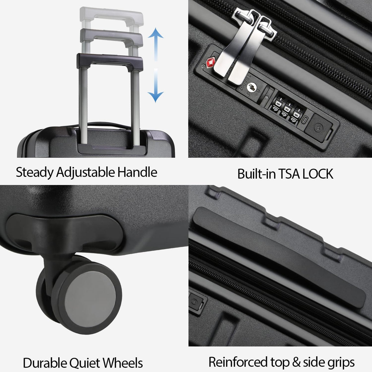 Hardside Expandable Carry On Luggage with Spinner Wheels & Built-in TSA Lock, Durable Suitcase Rolling Luggage with USB Port, Carry-On 20-Inch, White