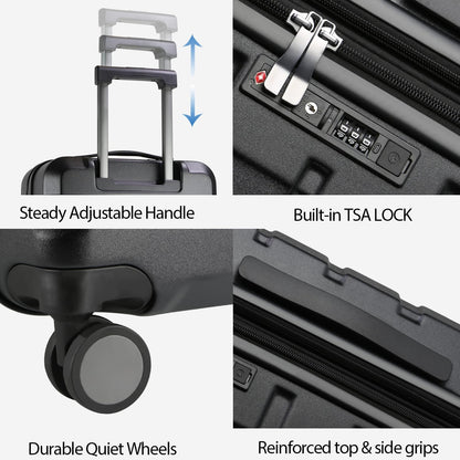 Hardside Expandable Carry On Luggage with Spinner Wheels & Built-in TSA Lock, Durable Suitcase Rolling Luggage with USB Port, Carry-On 20-Inch, White