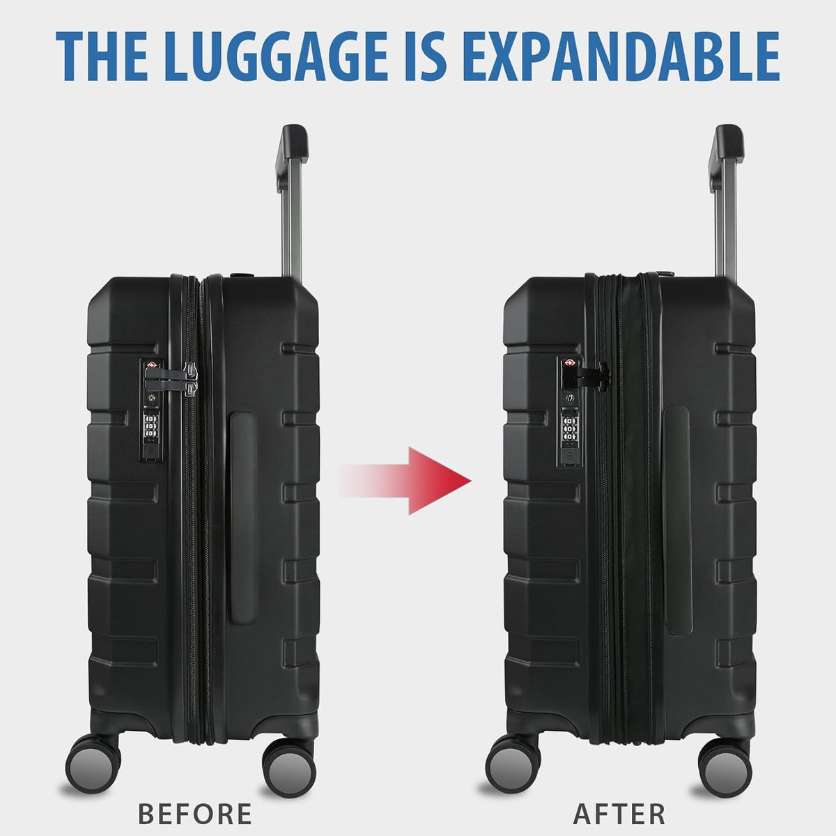 Hardside Expandable Carry On Luggage with Spinner Wheels & Built-in TSA Lock, Durable Suitcase Rolling Luggage with USB Port, Carry-On 20-Inch, White