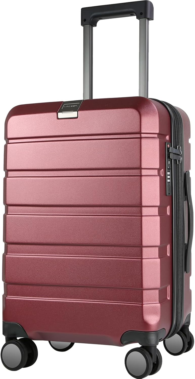 Hardside Expandable Carry On Luggage with Spinner Wheels & Built-in TSA Lock, Durable Suitcase Rolling Luggage with USB Port, Carry-On 20-Inch, White