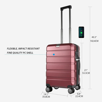 Hardside Expandable Carry On Luggage with Spinner Wheels & Built-in TSA Lock, Durable Suitcase Rolling Luggage with USB Port, Carry-On 20-Inch, White