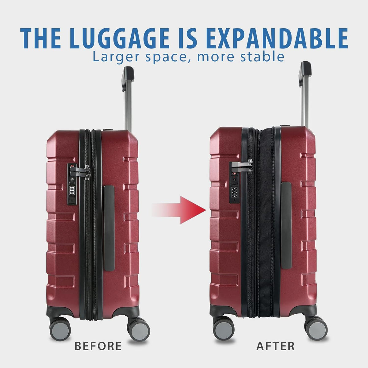Hardside Expandable Carry On Luggage with Spinner Wheels & Built-in TSA Lock, Durable Suitcase Rolling Luggage with USB Port, Carry-On 20-Inch, White