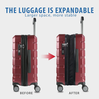 Hardside Expandable Carry On Luggage with Spinner Wheels & Built-in TSA Lock, Durable Suitcase Rolling Luggage with USB Port, Carry-On 20-Inch, White