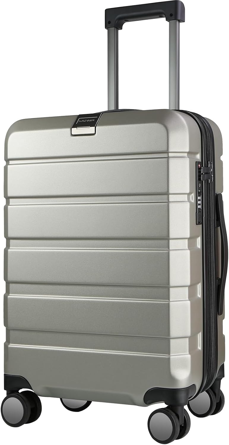 Hardside Expandable Carry On Luggage with Spinner Wheels & Built-in TSA Lock, Durable Suitcase Rolling Luggage with USB Port, Carry-On 20-Inch, White