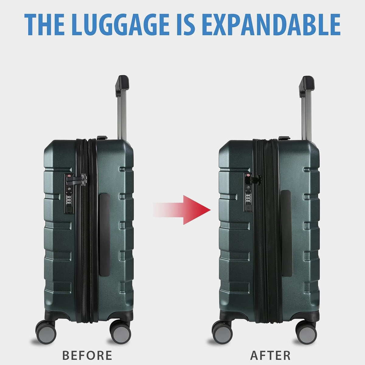 Hardside Expandable Carry On Luggage with Spinner Wheels & Built-in TSA Lock, Durable Suitcase Rolling Luggage with USB Port, Carry-On 20-Inch, White