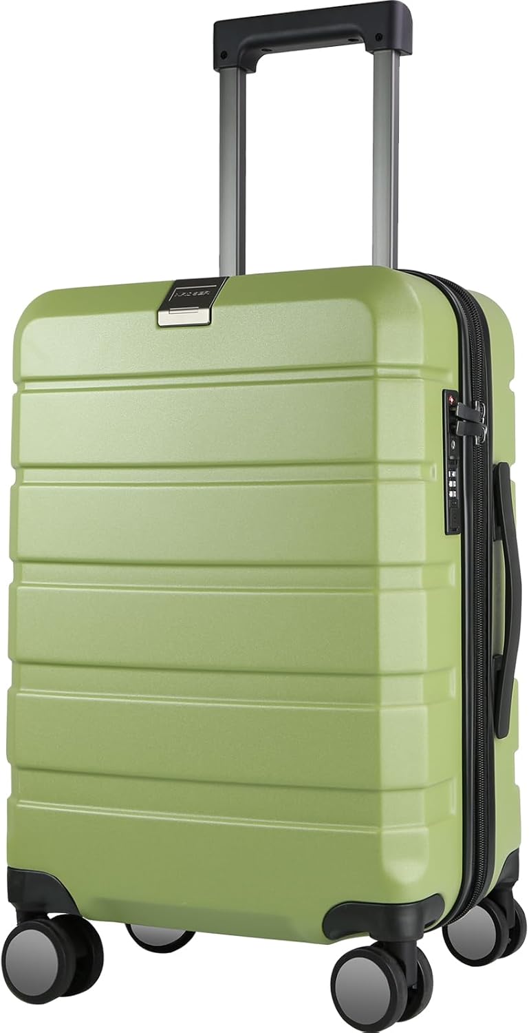 Hardside Expandable Carry On Luggage with Spinner Wheels & Built-in TSA Lock, Durable Suitcase Rolling Luggage with USB Port, Carry-On 20-Inch, White