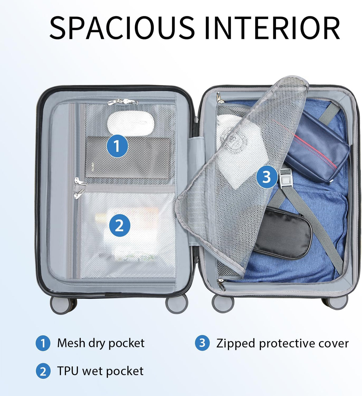 Hardside Expandable Carry On Luggage with Spinner Wheels & Built-in TSA Lock, Durable Suitcase Rolling Luggage with USB Port, Carry-On 20-Inch, White