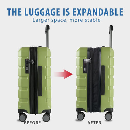 Hardside Expandable Carry On Luggage with Spinner Wheels & Built-in TSA Lock, Durable Suitcase Rolling Luggage with USB Port, Carry-On 20-Inch, White