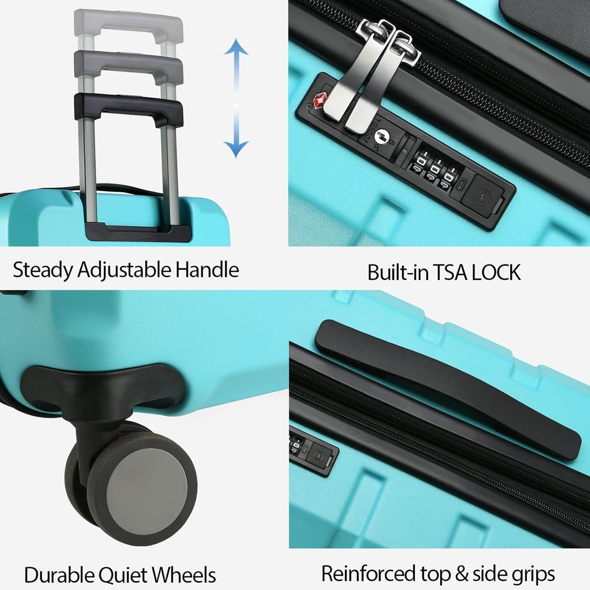 Hardside Expandable Carry On Luggage with Spinner Wheels & Built-in TSA Lock, Durable Suitcase Rolling Luggage with USB Port, Carry-On 20-Inch, White