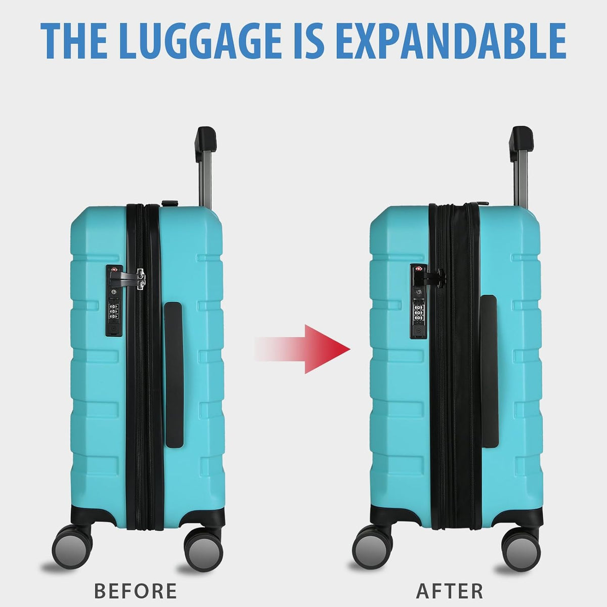 Hardside Expandable Carry On Luggage with Spinner Wheels & Built-in TSA Lock, Durable Suitcase Rolling Luggage with USB Port, Carry-On 20-Inch, White