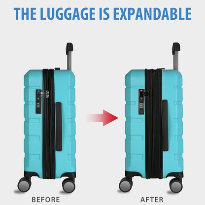 Hardside Expandable Carry On Luggage with Spinner Wheels & Built-in TSA Lock, Durable Suitcase Rolling Luggage with USB Port, Carry-On 20-Inch, White