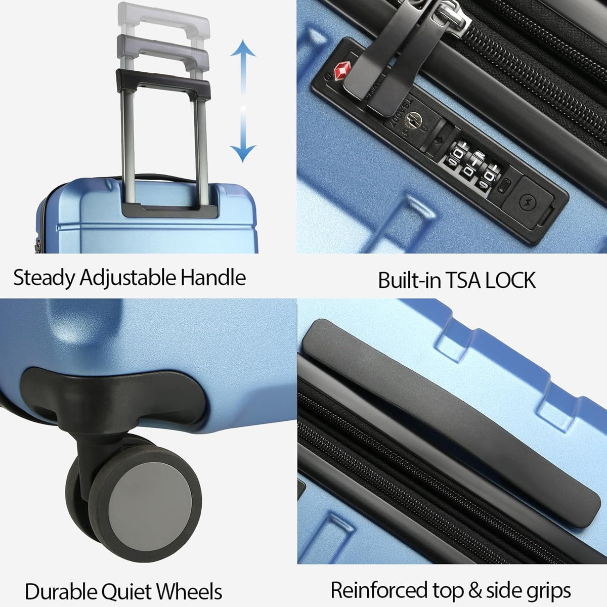 Hardside Expandable Carry On Luggage with Spinner Wheels & Built-in TSA Lock, Durable Suitcase Rolling Luggage with USB Port, Carry-On 20-Inch, White