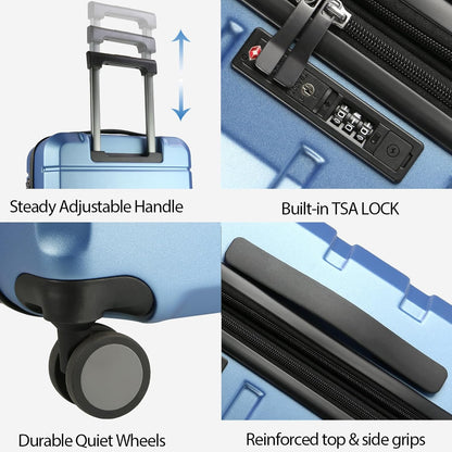 Hardside Expandable Carry On Luggage with Spinner Wheels & Built-in TSA Lock, Durable Suitcase Rolling Luggage with USB Port, Carry-On 20-Inch, White