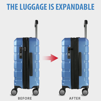 Hardside Expandable Carry On Luggage with Spinner Wheels & Built-in TSA Lock, Durable Suitcase Rolling Luggage with USB Port, Carry-On 20-Inch, White