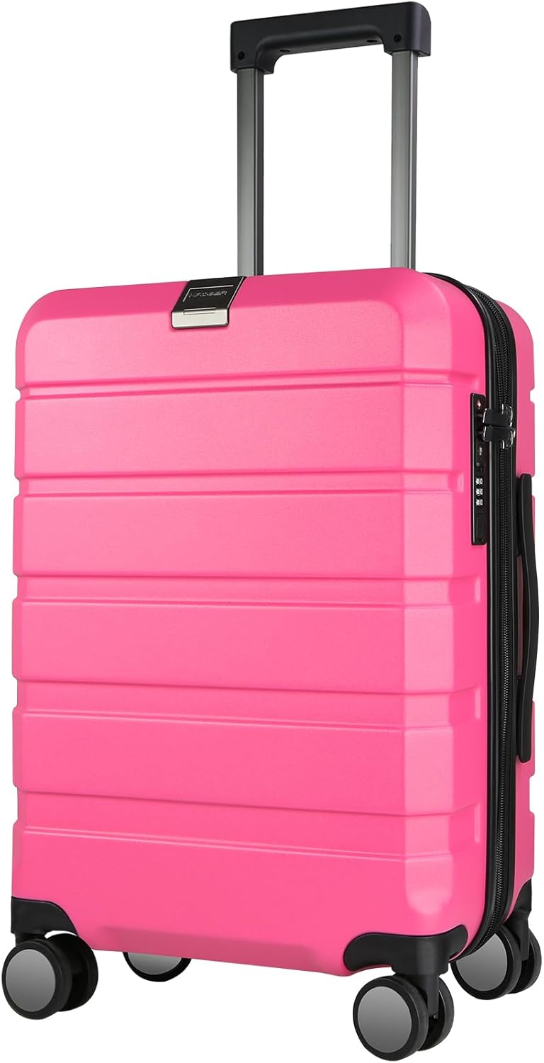 Hardside Expandable Carry On Luggage with Spinner Wheels & Built-in TSA Lock, Durable Suitcase Rolling Luggage with USB Port, Carry-On 20-Inch, White