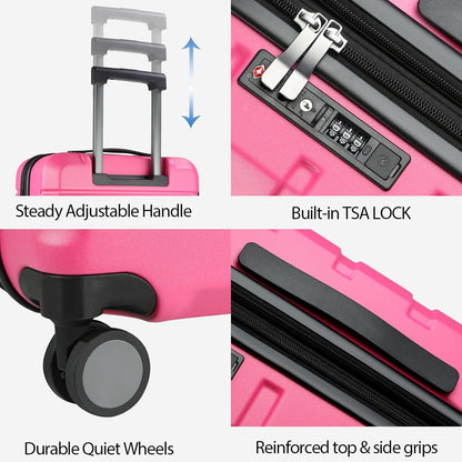 Hardside Expandable Carry On Luggage with Spinner Wheels & Built-in TSA Lock, Durable Suitcase Rolling Luggage with USB Port, Carry-On 20-Inch, White
