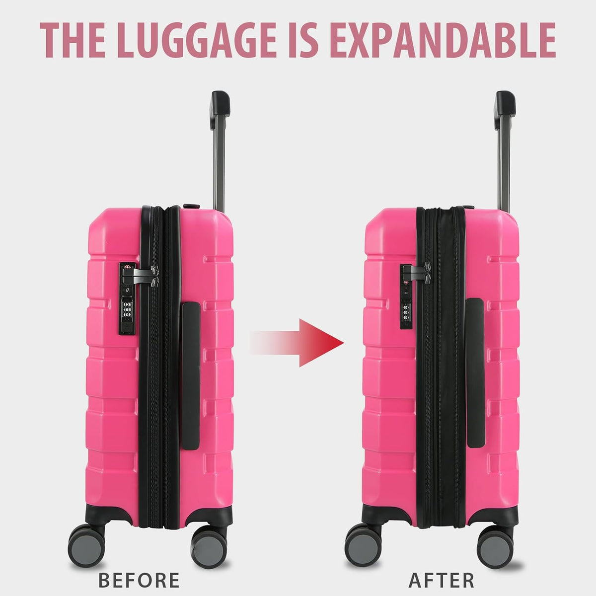Hardside Expandable Carry On Luggage with Spinner Wheels & Built-in TSA Lock, Durable Suitcase Rolling Luggage with USB Port, Carry-On 20-Inch, White