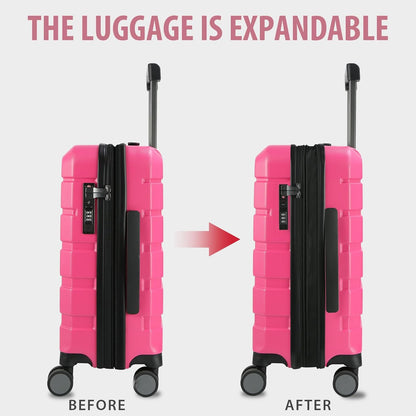 Hardside Expandable Carry On Luggage with Spinner Wheels & Built-in TSA Lock, Durable Suitcase Rolling Luggage with USB Port, Carry-On 20-Inch, White