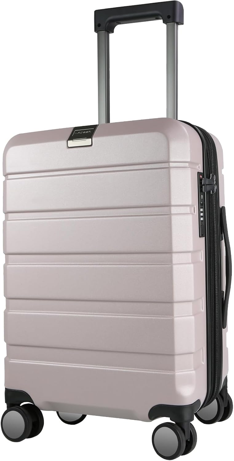 Hardside Expandable Carry On Luggage with Spinner Wheels & Built-in TSA Lock, Durable Suitcase Rolling Luggage with USB Port, Carry-On 20-Inch, White