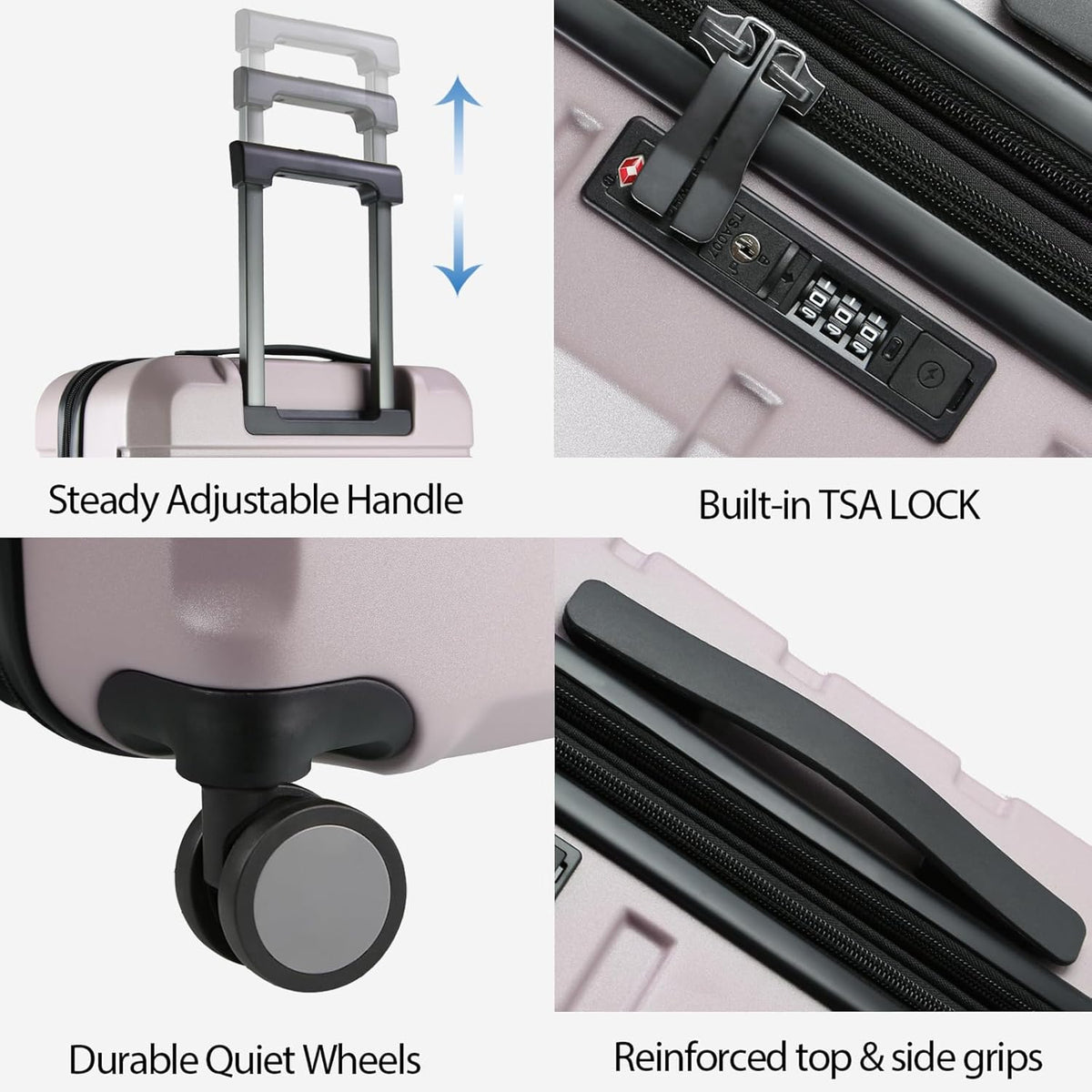 Hardside Expandable Carry On Luggage with Spinner Wheels & Built-in TSA Lock, Durable Suitcase Rolling Luggage with USB Port, Carry-On 20-Inch, White
