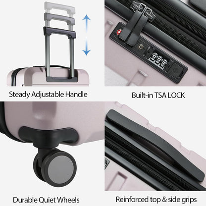Hardside Expandable Carry On Luggage with Spinner Wheels & Built-in TSA Lock, Durable Suitcase Rolling Luggage with USB Port, Carry-On 20-Inch, White