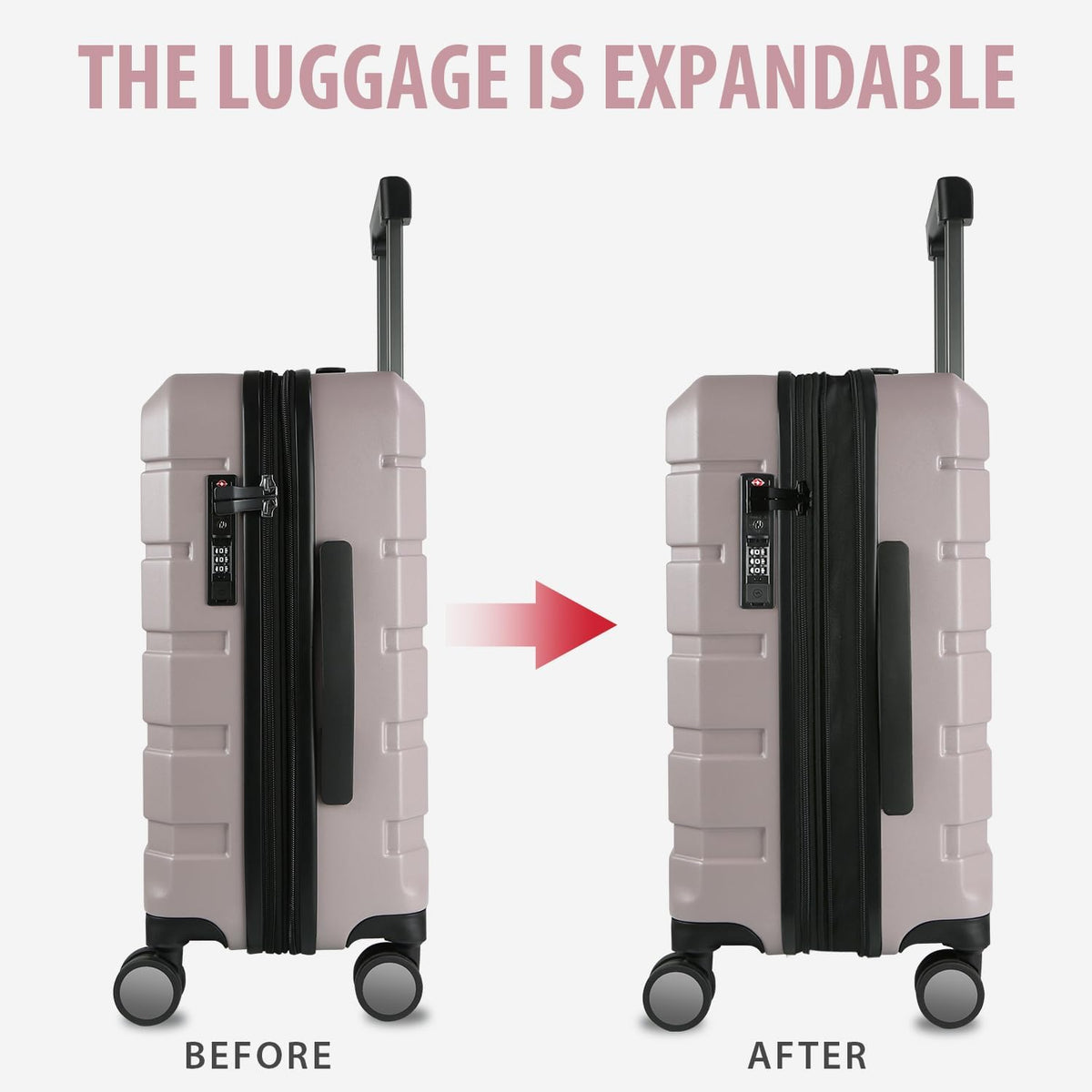 Hardside Expandable Carry On Luggage with Spinner Wheels & Built-in TSA Lock, Durable Suitcase Rolling Luggage with USB Port, Carry-On 20-Inch, White
