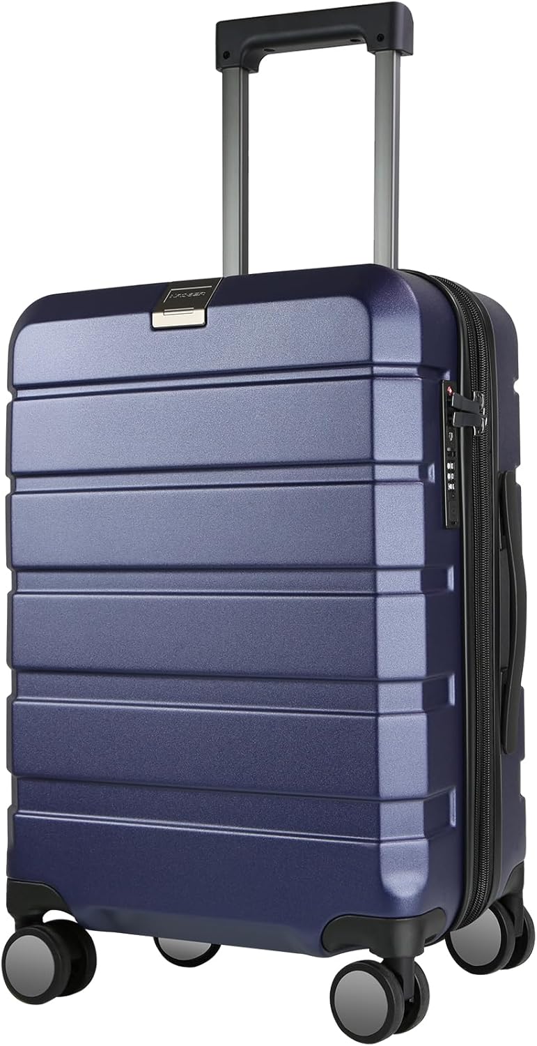 Hardside Expandable Carry On Luggage with Spinner Wheels & Built-in TSA Lock, Durable Suitcase Rolling Luggage with USB Port, Carry-On 20-Inch, White