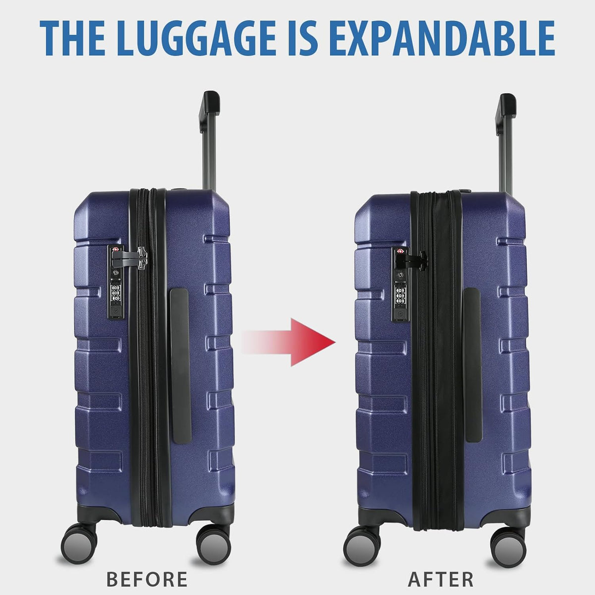 Hardside Expandable Carry On Luggage with Spinner Wheels & Built-in TSA Lock, Durable Suitcase Rolling Luggage with USB Port, Carry-On 20-Inch, White
