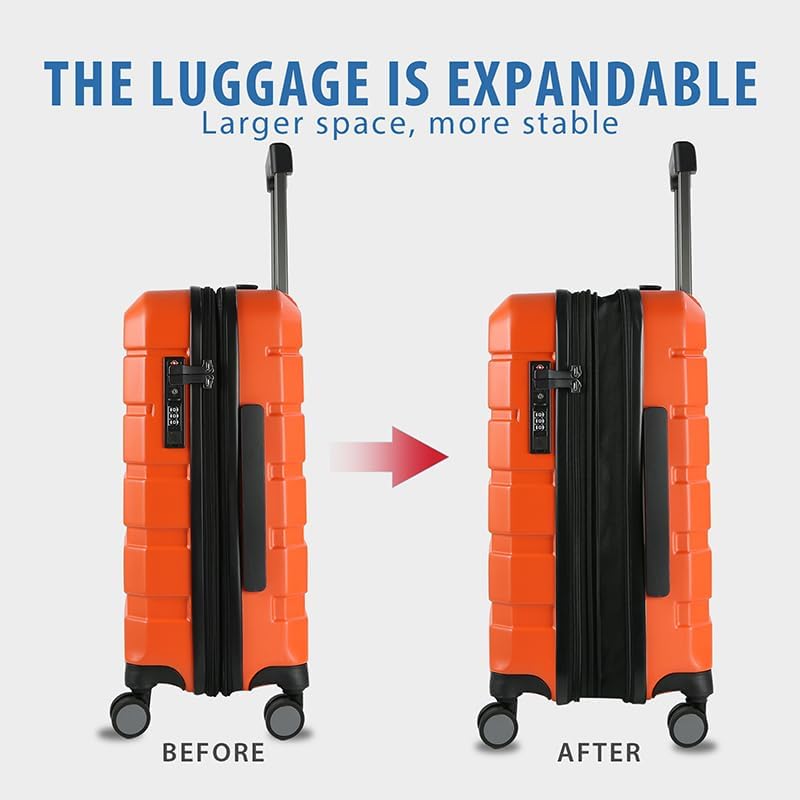 Hardside Expandable Carry On Luggage with Spinner Wheels & Built-in TSA Lock, Durable Suitcase Rolling Luggage with USB Port, Carry-On 20-Inch, White