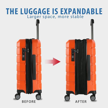 Hardside Expandable Carry On Luggage with Spinner Wheels & Built-in TSA Lock, Durable Suitcase Rolling Luggage with USB Port, Carry-On 20-Inch, White