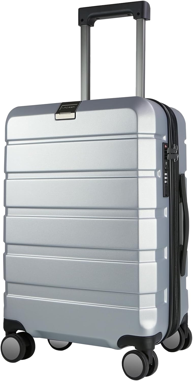 Hardside Expandable Carry On Luggage with Spinner Wheels & Built-in TSA Lock, Durable Suitcase Rolling Luggage with USB Port, Carry-On 20-Inch, White