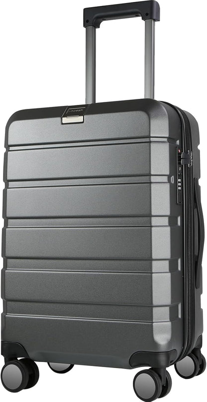Hardside Expandable Carry On Luggage with Spinner Wheels & Built-in TSA Lock, Durable Suitcase Rolling Luggage with USB Port, Carry-On 20-Inch, White