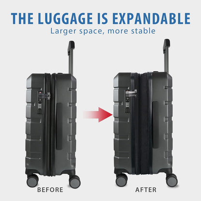 Hardside Expandable Carry On Luggage with Spinner Wheels & Built-in TSA Lock, Durable Suitcase Rolling Luggage with USB Port, Carry-On 20-Inch, White