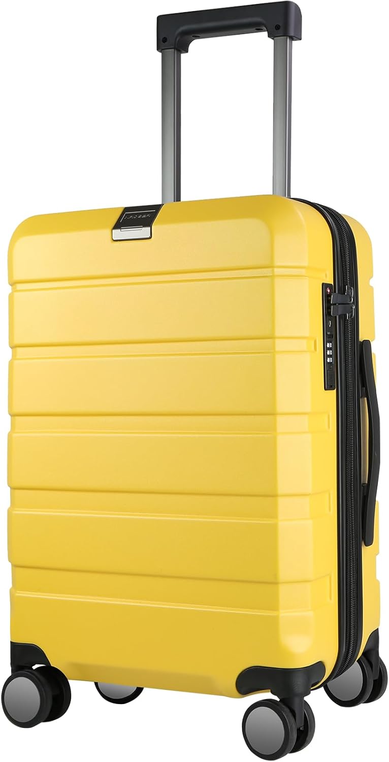 Hardside Expandable Carry On Luggage with Spinner Wheels & Built-in TSA Lock, Durable Suitcase Rolling Luggage with USB Port, Carry-On 20-Inch, White