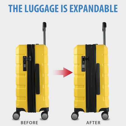 Hardside Expandable Carry On Luggage with Spinner Wheels & Built-in TSA Lock, Durable Suitcase Rolling Luggage with USB Port, Carry-On 20-Inch, White