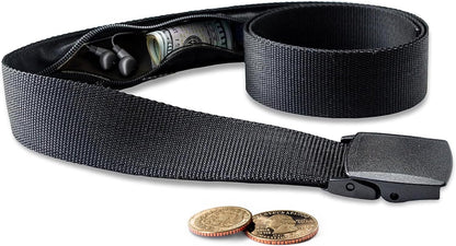 Travel Security Belt - Money Belt for Men Travel Security Belt with Hidden Money Compartment Pocket with Hidden Pocket Cashsafe Anti-Theft Wallet Non-Metal Buckle, Nylon Military Tactical