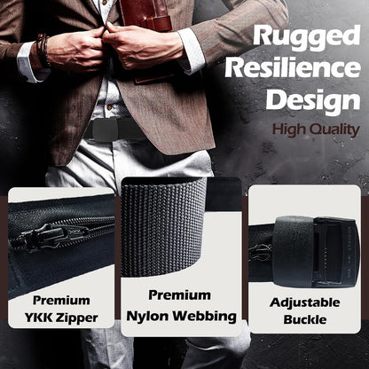 Travel Security Belt - Money Belt for Men Travel Security Belt with Hidden Money Compartment Pocket with Hidden Pocket Cashsafe Anti-Theft Wallet Non-Metal Buckle, Nylon Military Tactical