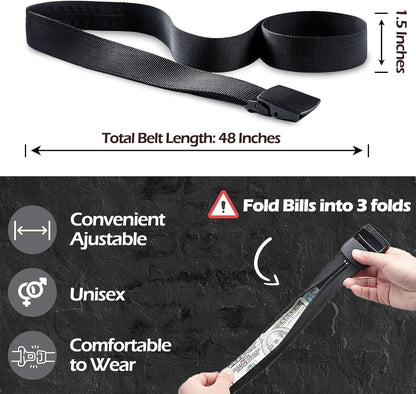 Travel Security Belt - Money Belt for Men Travel Security Belt with Hidden Money Compartment Pocket with Hidden Pocket Cashsafe Anti-Theft Wallet Non-Metal Buckle, Nylon Military Tactical