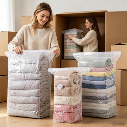 Compression Packing Cube,Reusable Space Saver No Pump | Compression Shipping Bags | for Travel Lugggage Suitcase Home Closet Wardrobe Dorm College