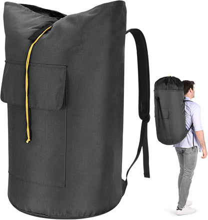 Backpack Laundry Bag, 115L Heavy Duty Extra Large College Laundry Backpack, Dirty Clothes Bag with Shoulder Straps, Laundry Hamper Bag with Drawstring Closure for College Dorm, Apartment Charcoal grey