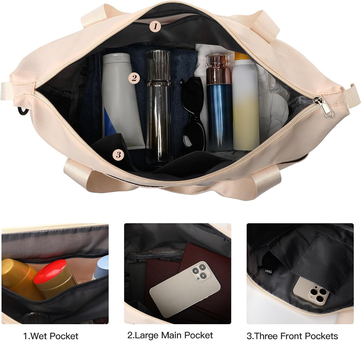 Travel Duffel Bag - Large Shoulder Weekender Overnight Bag, Carry on Bags with Wet Pocket, Waterproof Expandable Duffel Bags with Trolley Sleeve, Sports Tote Gym for Women, Peacock blue